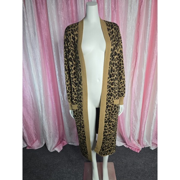 Torrid Leopard Cozy Knit Long Open Duster Cardigan Size Large - Picture 5 of 12